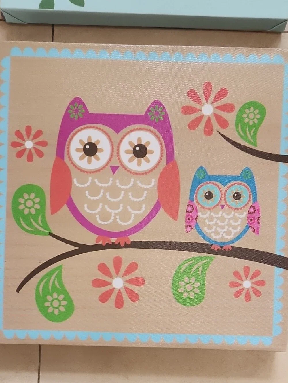 Hobby Lobby Pink & Aqua Owl Canvas Wall Art Set‎